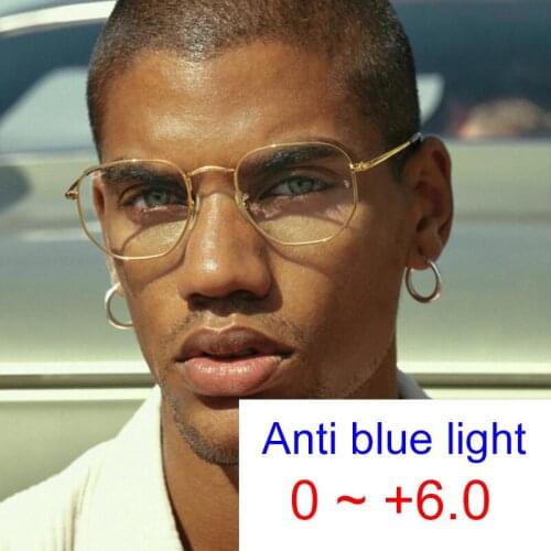 Hexagon Computer Reading Glasses For Men Women Brand Designer Retro Square Polygon Presbyopia Eyeglasses Metal Frame Eyewear