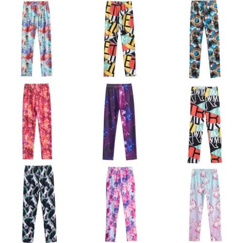 2-9Years Girls Autumn Trousers Baby Girl Leggings Printing Flower Legging Unicorn Kids Skinny Pants Breathable Bottom Leggings