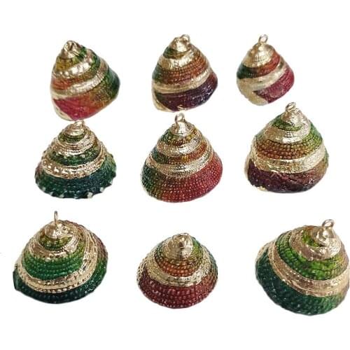 5pcs Natural Conch Shell Colorful Charm Women Jewelry Making 20*23mm Gilt Edge Small Pendant for DIY Necklace Choker Accessories