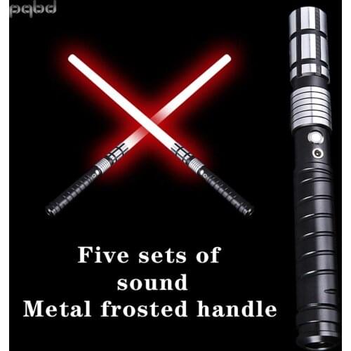 Pqbd RGB Lightsaber Force FX Heavy Dueling Rechargeable Loud Sound LED Light Saber Flashlight Toy for Children Gift