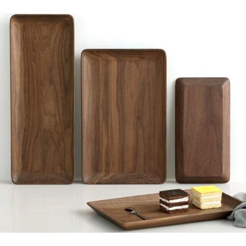 Black Walnut Whole Wood Rectangular Tray Fruit Snack Dish Wooden Plate Friendly Storage Tray Kungfu Tea Serving Tray