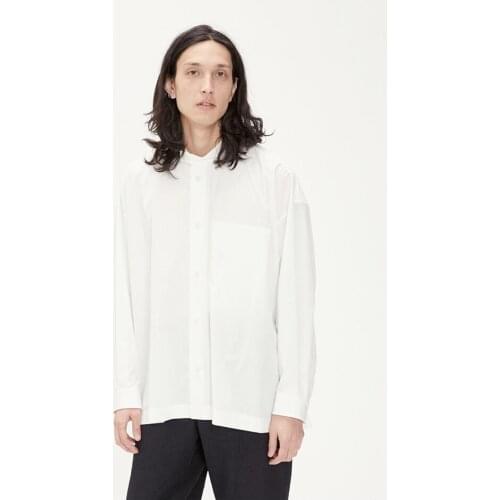 Collar Stand-up loose oversize white shirt OVERSIZE drop shoulder niche designer brand mens clothing