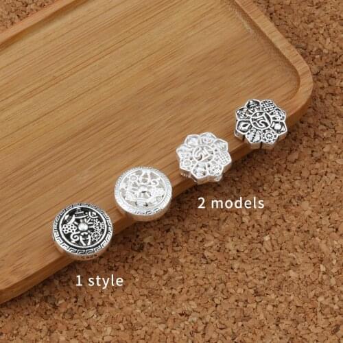 S925 Sterling Thai Silver Retro Diy Accessories Flat15mm Eight Treasures Auspicious Separated Back Cloud Note Beads