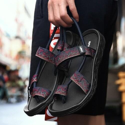 Men Sandals New Summer Gladiator Rome Sandals Mens Casual Hollow Out Breathable Slip on Strand Beach Sandal Man Footwear