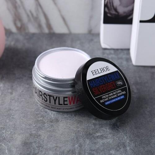 Silver Grey Instant Dye Cream Natural Hair Style Wax DIY Stylish Hair Coloring Styling Wax Mud 100g Natural Shine