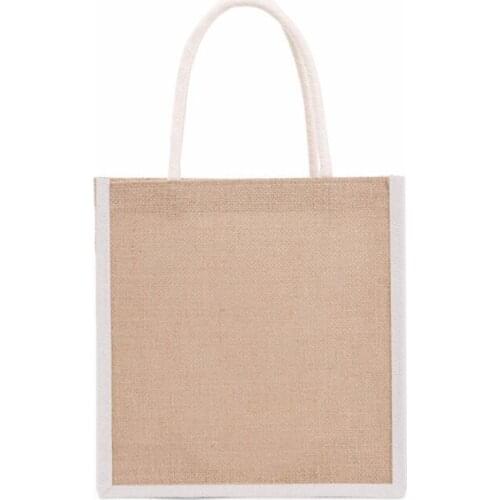 Women Jute Burlap Tote Bag Large Reusable Grocery Bags with Handles Swag Shopping Handbag Beach Travel Storage Organizer