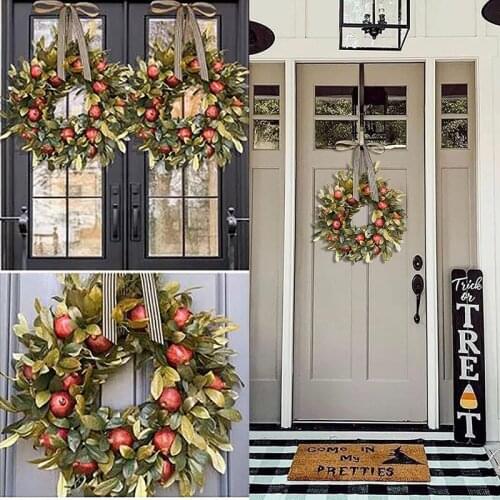 Pomegranate Wreath Fall Home Hanging Decor Harvest Farmhouse Rustic Handmade Autumn Garland Window Wall Decoration