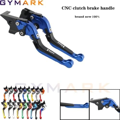 CNC Logo Telescopic Folding Motorcycle Adjustable Brake Clutch Levers For Yamaha VMAX V-MAX 1700 09-16V MAX 2009-2018