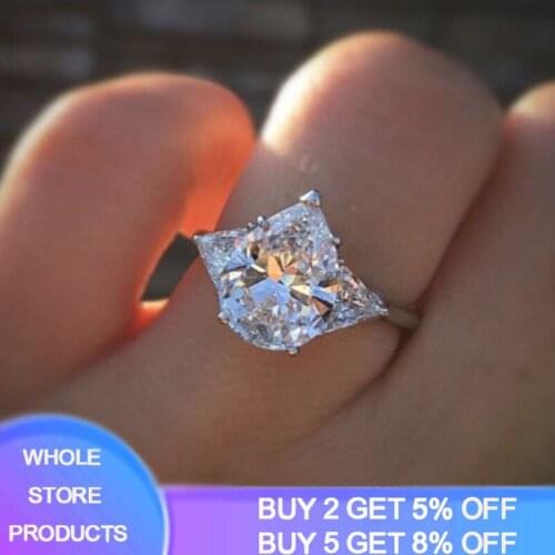 YANHUI Big Hyperbolic Rings For Women Pear Cut 5ct 10*15mm Zirconia Female Engagement Ring Wedding Fashion Jewelry Party JZ082