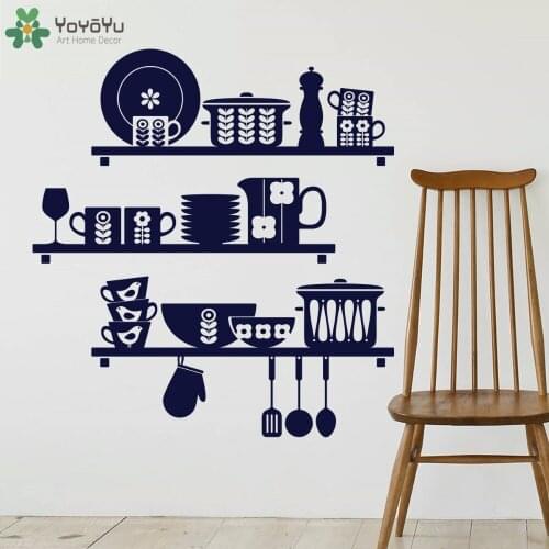 YOYOYU Wall Decal Kitchen Shelves Vinyl Wall Stickers Modern Restaurant Art Mural Home Decor Interior PVC Chef Removable SY608