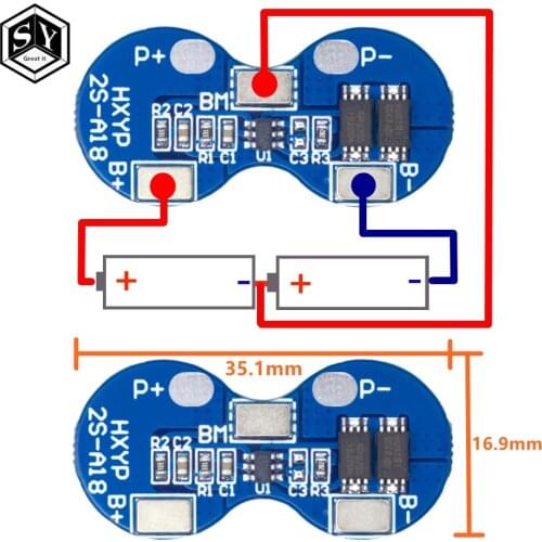 2S Li-ion 18650 Lithium Battery Charger Protection Board 7.4V Overcurrent Overcharge Overdischarge Protection 4A 2 Series BMS