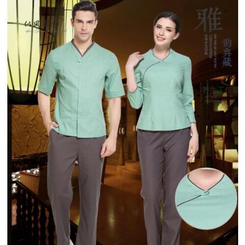 Massage clothes Flax Spa Salon uniform Woman Waiter uniform Chinese Beautician