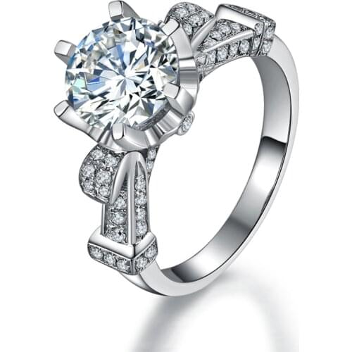 1.5Ct 7.5mm D VVS1 Moissanite Diamond Ring Test Positive by Tester Solid 14K White Gold Female Ring