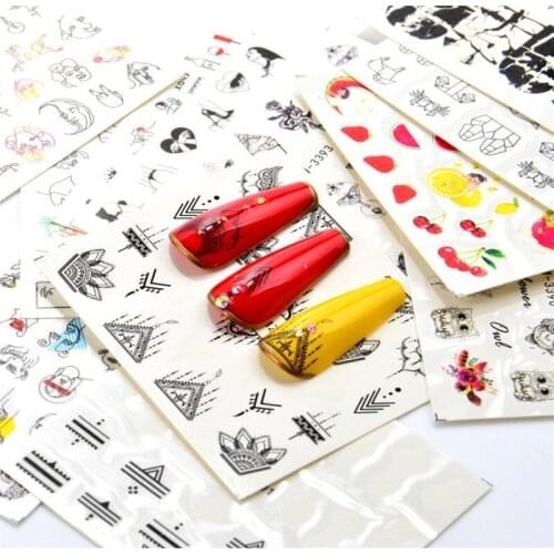 1 Tweezers +12 Nail Sticker Water Flower Butterfly Decals Sticker Lots Nail Art Tattoo DIY Full Slider Manicure Decorations