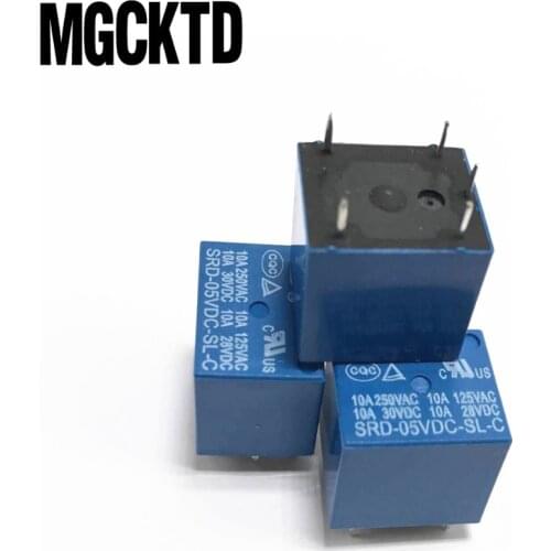 100% New original 100pcs 5V DC Power Relay SRD-05VDC-SL-C PCB Type