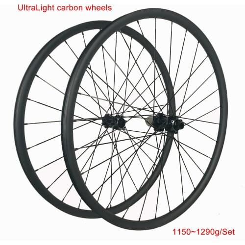 29/27.5er climbing mountain bike carbon wheels 27X23mm mtb wheelset clincher tubeless QR/TA 6 bolt/center lock type ultralight