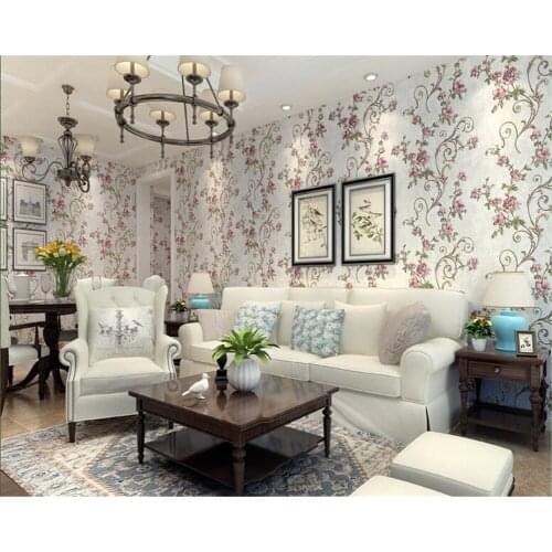 Beibehang Retro American Fine Nonwovens Pastoral Flowers 3d Wallpaper Warmest Bedroom Xuan Guan Restaurant Ab Wallpaper tapety