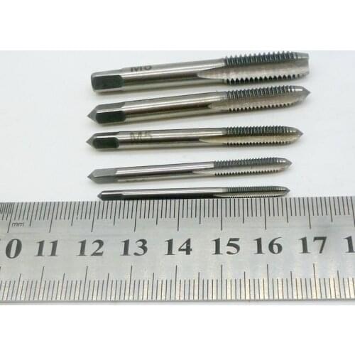 M3/M4/M5/M6/M8 5PCS Bearing Steel Right Hand Thread Tap Screw Tap Metric Plug Hand Tap Hand Tools