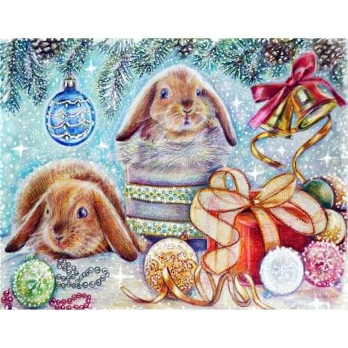 5D DIY Diamond Painting Easter, Bunny, Eggs Rabbit Full Drill Embroidery Cross Stitch Mosaic Craft Home Decor Christmas Gift