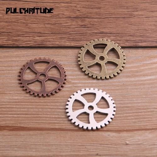 6PCS 31/40mm Three Color Vintage Metal Zinc Alloy Steampunk Big Gear Charms Fit Jewelry Pendant Charms Makings