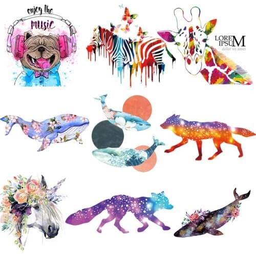 Whale Flower Applique Patches On Clothes Iron On Transfers For Clothing Zebra Unicorn Patch Thermo-stickers Clothing Patch