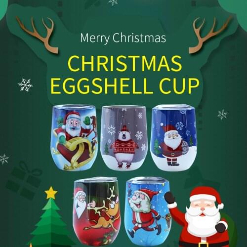 Santa Claus Cup Winter Thermal Mug Hot Water Big Belly Cup Printing Christmas Thermos Cup Teenager Stainless Steel Beer Wine Cup