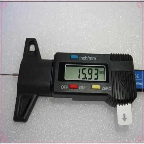 Digital Depth Gauge 0-25mm/0.01 Tread Depth Gauge LCD Display Tyre Tread Brake Pad WEAR Black 0-1" caliper micrometer