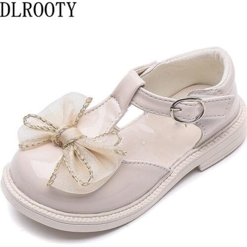 Children Girl Shoes Bow-Knot Hook & Loop Princess Kids Casual Flat Leather Soft Running Autumn Spring
