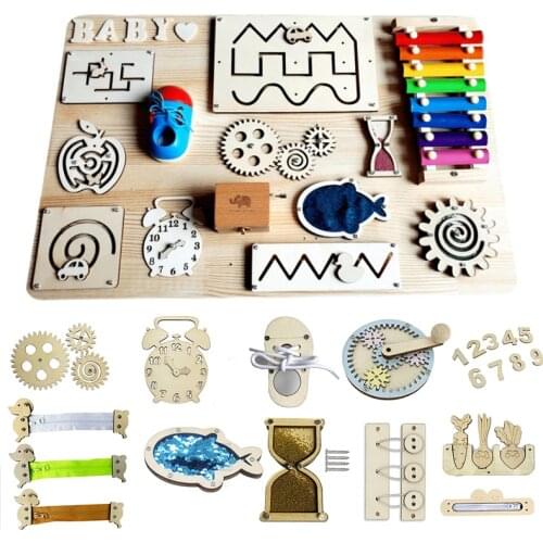 Montessori Children Busy Board Accessories Wood DIY Toy Material Education Sensory Activity Toddler Toys For Learning Life Skill