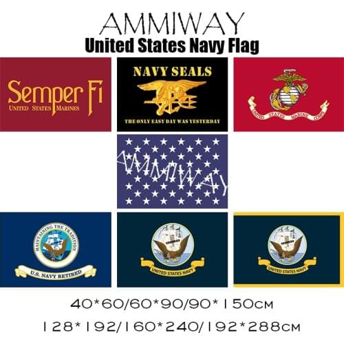 AMMIWAY Marine Corps Semper Fi United States US American NAVY SEALS Flag Naval Jack of United States Navy Flags and Banners