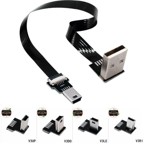 FPC USB Daten Kabel A Stecker auf Mini USB B 5Pin Männlichen 90 Grad UP/Unten/Links/rechten Winkel Adapter Sync Lade 0,25 M 0,5