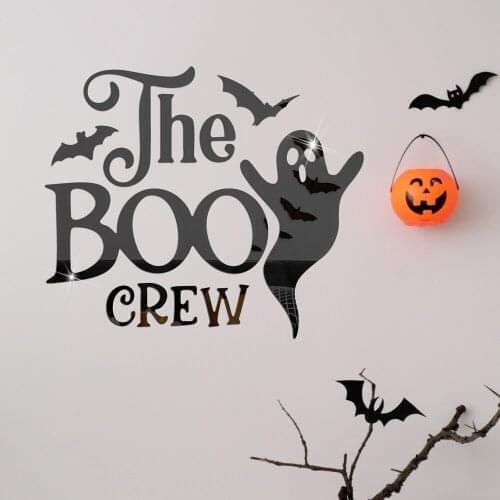 Halloween Ghost Bat Acrylic Mirror Wall Stickers 3D Self-adhesive Wall Sticker Bar Haunted House Home Decor Halloween Decoration