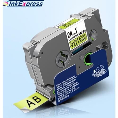 InkExpress TZe-C51 Tape For Brother TZe Fluorescent Yellow Tape TZe C51 tze-C51 Label Tape 24mm For Brother P Touch Label Maker