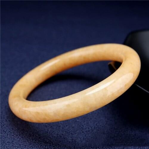 Chinese Natural Yellow Hand Carved Round Jade Bracelet Fashion Boutique Jewelry Mens and Womens Rice Topaz Bracelet