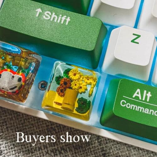 1 piece handmade resin keycap creativity Sunflower Key Cap For mechanical keyboards cap Translucent personality design keycaps