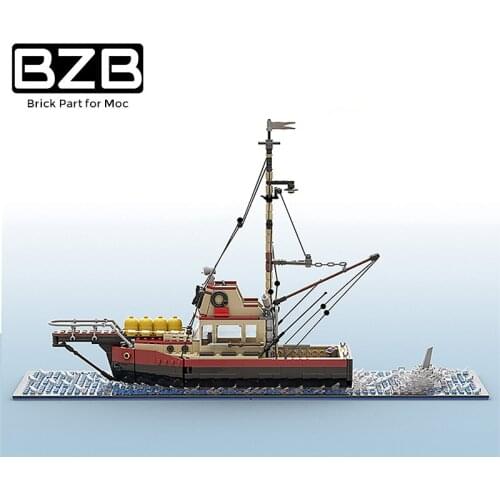 BZB MOC The Orca-Jaws Icebreaking Fishing Boat 38659 Building Blocks Model Home Decoration Parts Bricks Kids DIY Toys Best Gifts