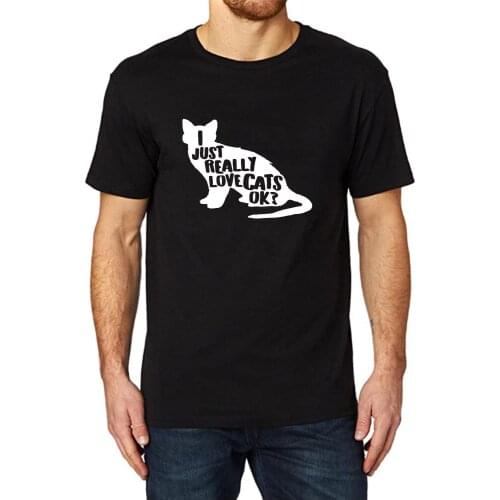 Lyprerazy Mens I just Really love cats ok Funny Printed T-Shirt