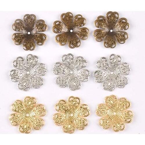 24mm Metal Crafts Flowers Connectors Wraps Filigree For DIY Scrapbooking Decoration Jewelry Making Pendants Charms yk0762-8