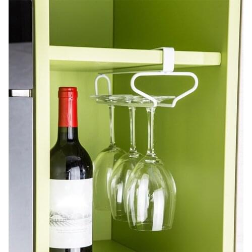 Metal Iron Wall Mount Wine Glass Punch-free Hanging Holder Stemware Organizer Rack Kitchen Accessories Space Saving Wall Shelf
