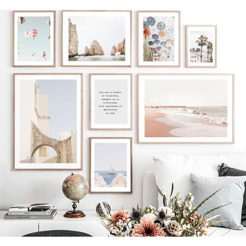 Sea Beach Coconut Tree Ferris Wheel Coastal City Wall Art Canvas Painting Posters And Prints Living Room Nordic Style Decoration