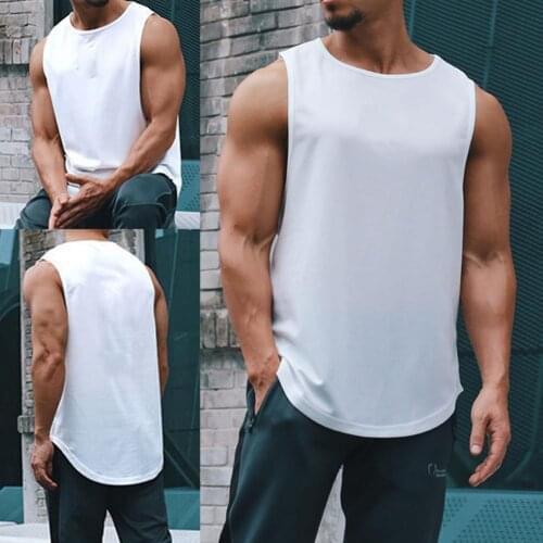 Mens Vest Tank-Top Bodybuilding Gym Muscle Fitness Shirt Singlet Plus Size Fitness Sleeveless Vest Men Tank-Tops
