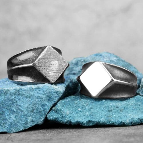 Retro Polygon Trend Simple Stainless Steel Mens Rings Punk Hip Hop for Male Boyfriend Biker Jewelry Creativity Gift Wholesale