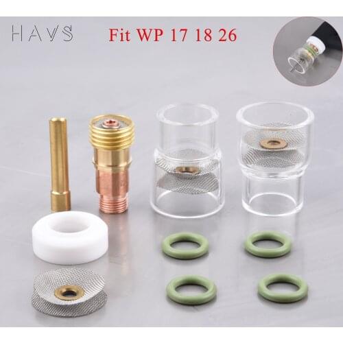 12pcs TIG Welding #12 Pyrex Glass Cups Kit Torches WP17 18 26 Stubby Collets Body Gas Lens Sets