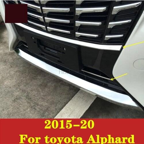 For toyota Alphard 2015-20Bumper Air-inlet Grille Trims Front Grille Strip Center Racing Cover Bright strip modified accessories