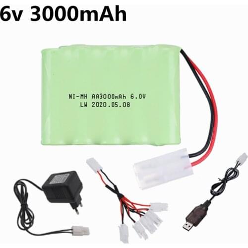 6V 3000mah AA NIMH Battery For Rc toys Car Truck Boat tank Robot Gun battery spare parts 6v battery pack Tamiya plug