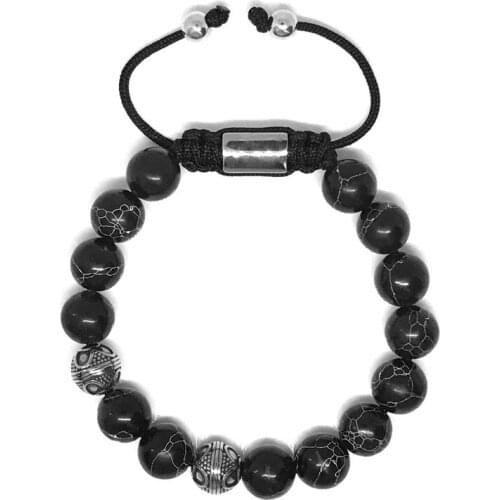 New Arrivals IRBACOO Men Bracelet Stainless Steel Ornament Turquoise Beads Handmade Jewelry For Male