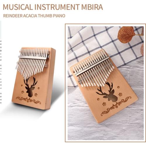 Reindeer Print Kalimba Finger Piano African Sanza 17 Keys Spruce Thumb Mbira For Music Lovers Playing Accessories 2020 New