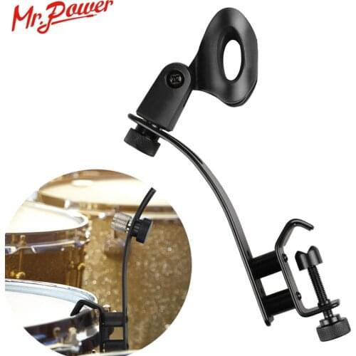 Drum Microphone Adjustable Metal Stage Drum Clips Mic Rim Snare Mount Clamp Holder Shockproof Tool Black Percussion Instrument