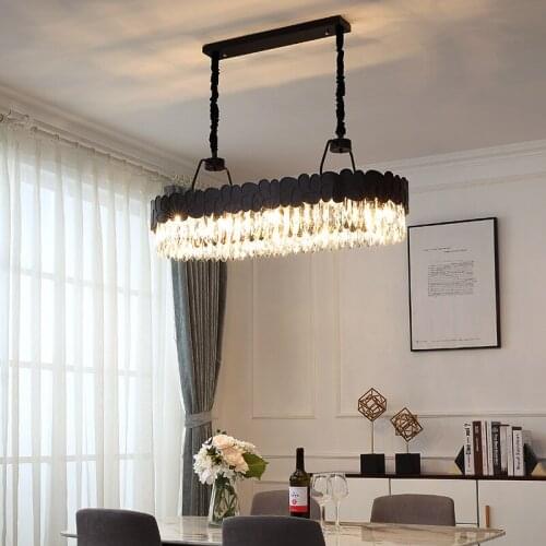 Luxury crystal chandelier Modern living room mixed color rectangular dining room chandelier LED luster lighting