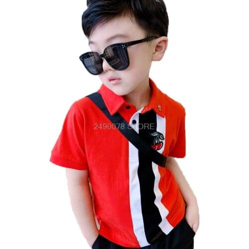 Boys Shirt Short Sleeve Kids High Quality Shirts for Boys Collar Tops Tees Baby Boys Girls Shirt 2-10 Years Child Clothes